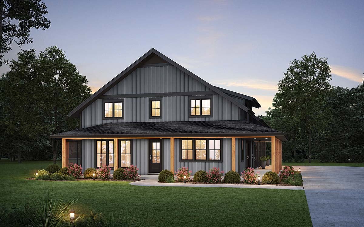Home Plan With 4 Bay Garage