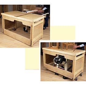 Space-Saving Double-Duty Tablesaw Workbench Woodworking Plan - Product Code DP-00553