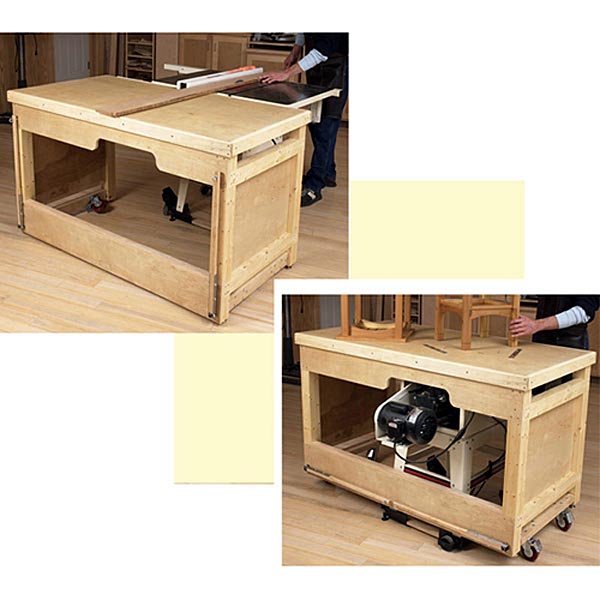Space-Saving Double-Duty Tablesaw Workbench Woodwo - DP-00553