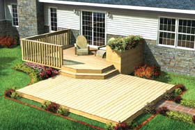 Split Level Patio Deck w/ Planter - Project Plan 90009